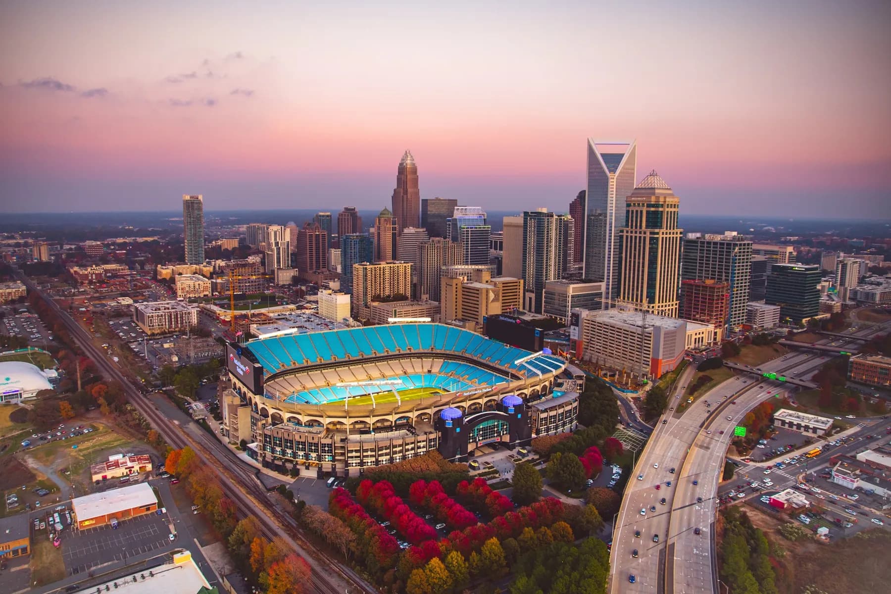 Charlotte skyline and stadium